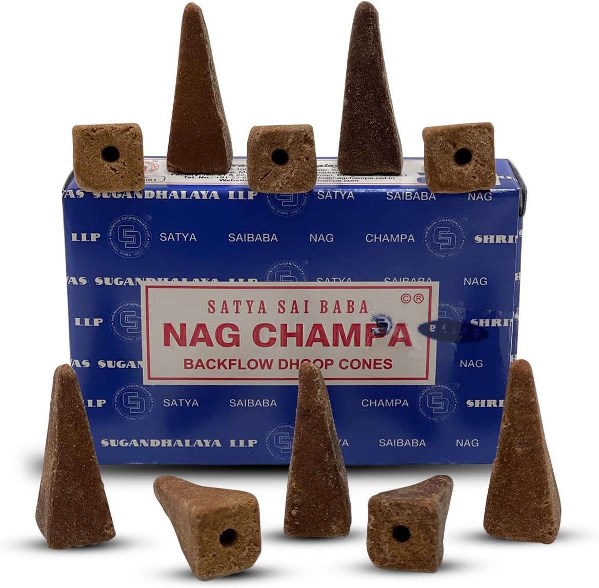 Nag Champa – Conos de incienso de reflujo para cascada, fuente de humo aromático, paquete de 12