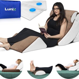 Lunix LX5 – Juego de 4 almohadas ortopédicas de cuña para cama, espuma viscoelástica poscirugía para espalda, alivio del dolor de piernas, almohada Lunix LX5 – Juego de 4 almohadas ortopédicas de cuña para cama, espuma viscoelástica poscirugía para espalda, alivio del dolor de piernas, almohada