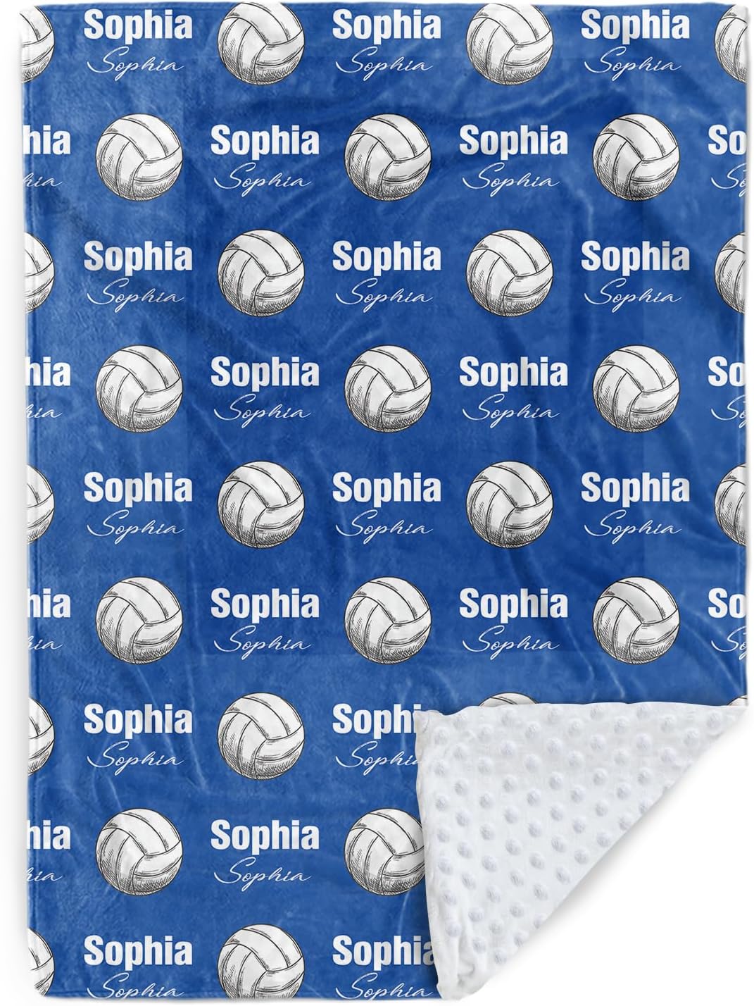 Manta de voleibol personalizada  Nombre personalizado con patrones de voleibol  Manta de franela de felpa suave con respaldo punteado de doble capa