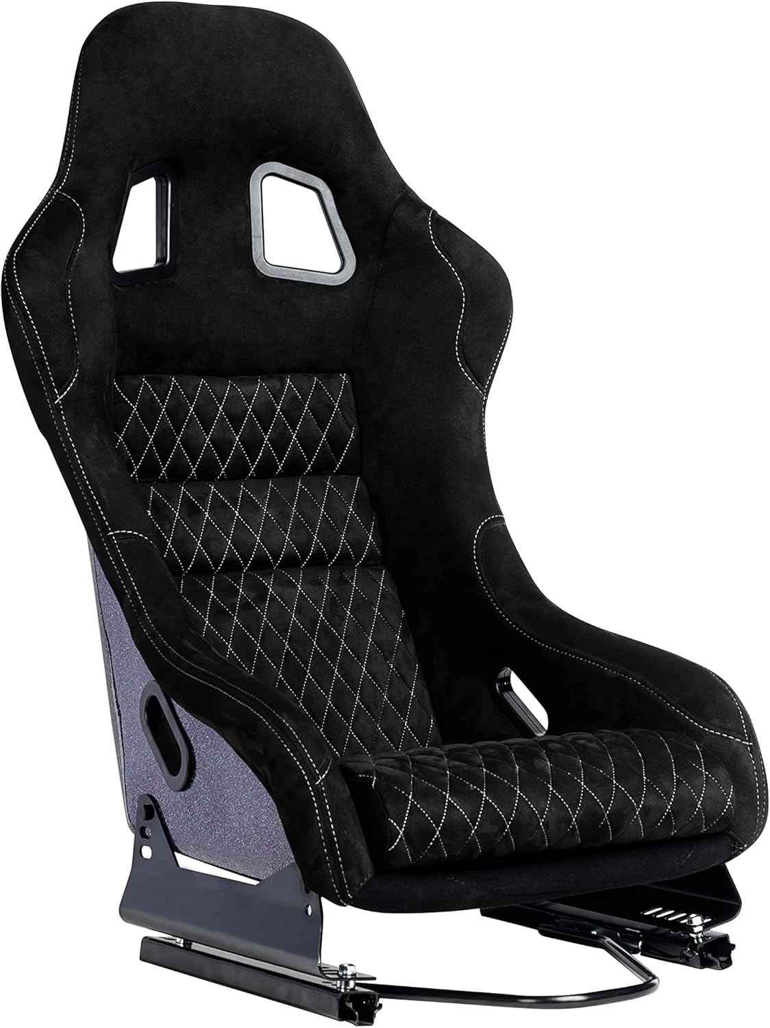 Tamaño M Pieza de Universal Plata Glitter Fibra de Vidrio Racing Cubo Asiento Completo Negro Gamuza Cubierta de Diamante Blanco Puntada Frontal Con