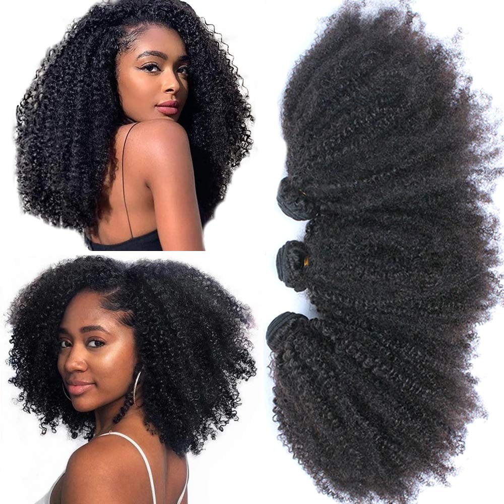 Extensiones de cabello humano rizado afro mongol de 10, 12, 14 pulgadas, 4B 4C, afro a granel, cabello humano virgen sin procesar para mujeres,