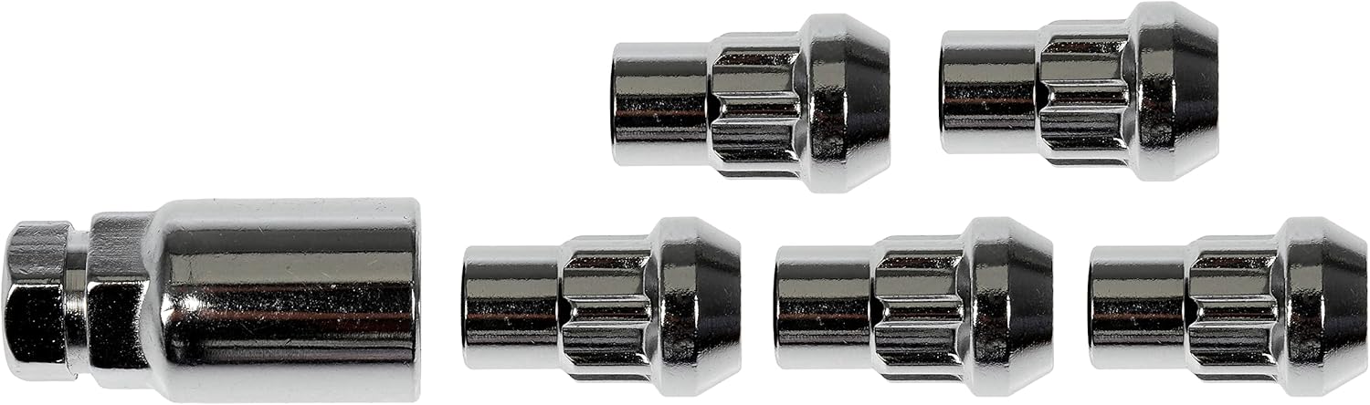 Dorman 712-628 Wheel Nut Lock Chrome Acorn Set M14-1.50 Compatible with Select Chevrolet  GMC Models, 5 Piece Set