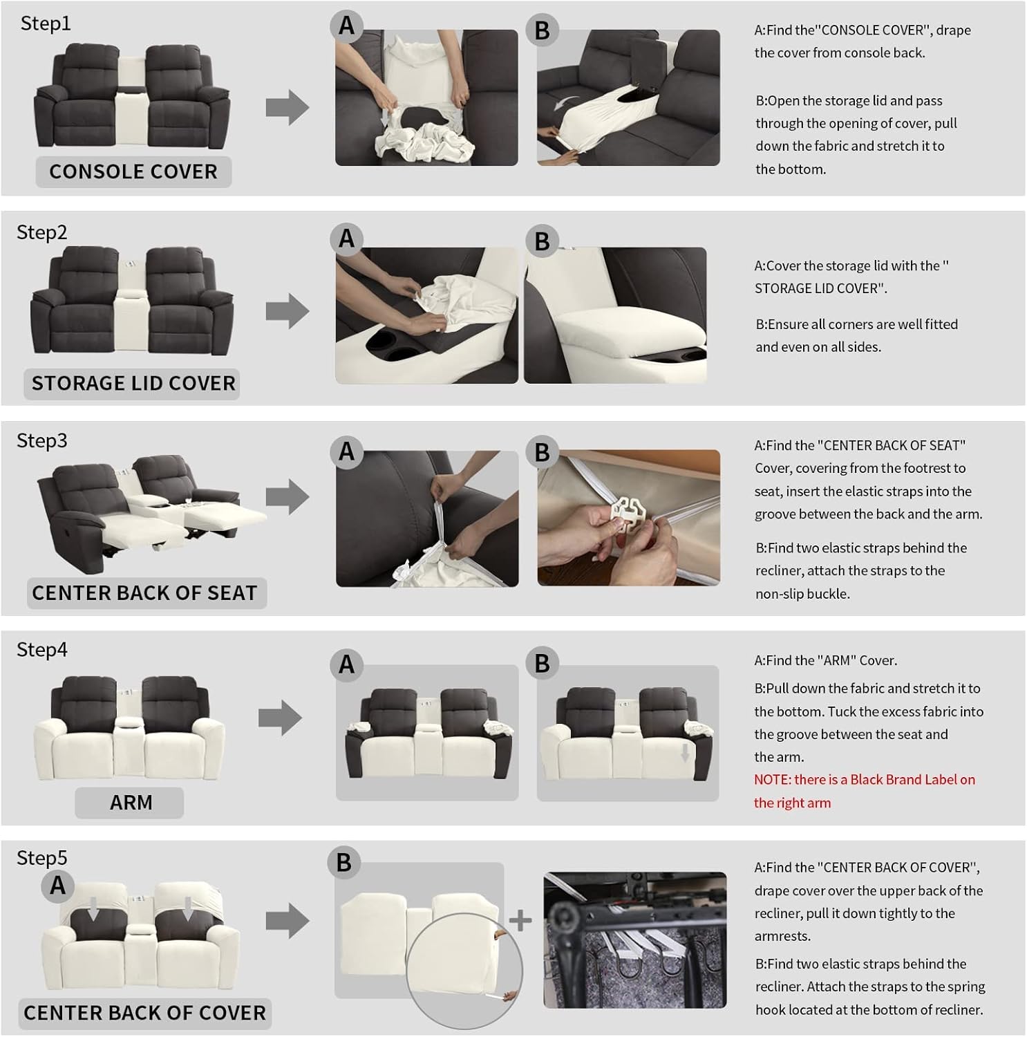 Easy-Going Funda elástica para sofá reclinable con consola central, suave vellón ajustable de 2 asientos con soporte y almacenamiento, protector de