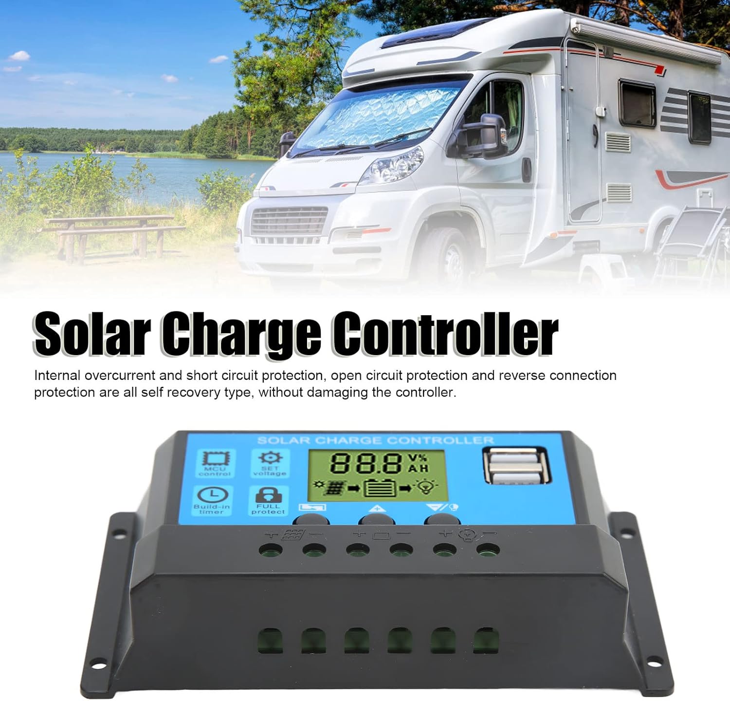 12V 24V Solar Charge Controller USB PWM Photovoltaic Solar Panel Charge Regulator with LCD Display – Efficient and Reliable Solar Energy Management