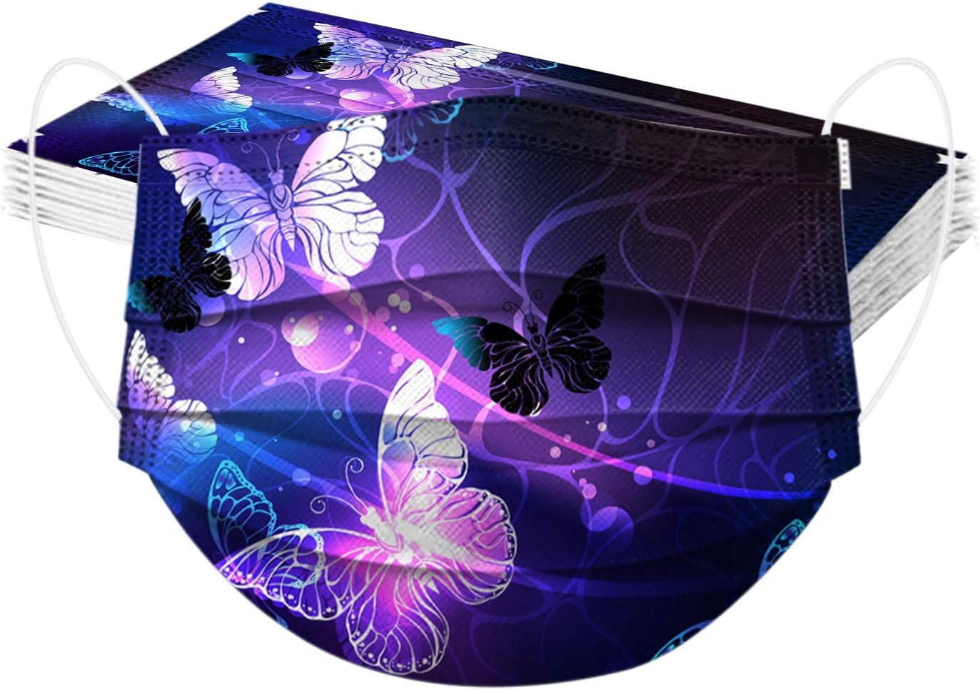 Rowa Paquete de 50 mascarillas desechables de mariposa para adultos con diseño, 3 capas protectoras transpirables para mujeres y hombres con alambre