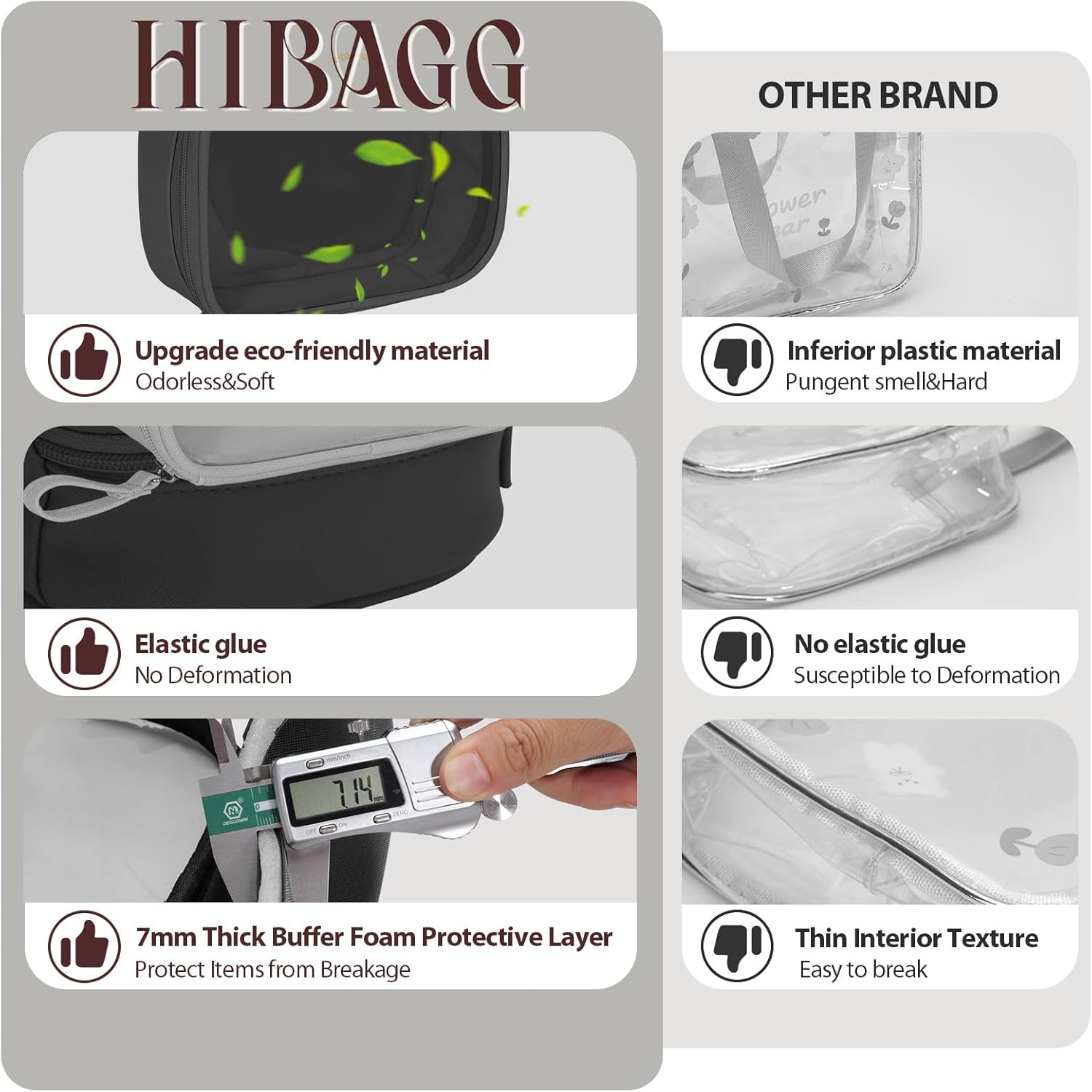 Hibagg Neceser de viaje, Negro -, Transparente