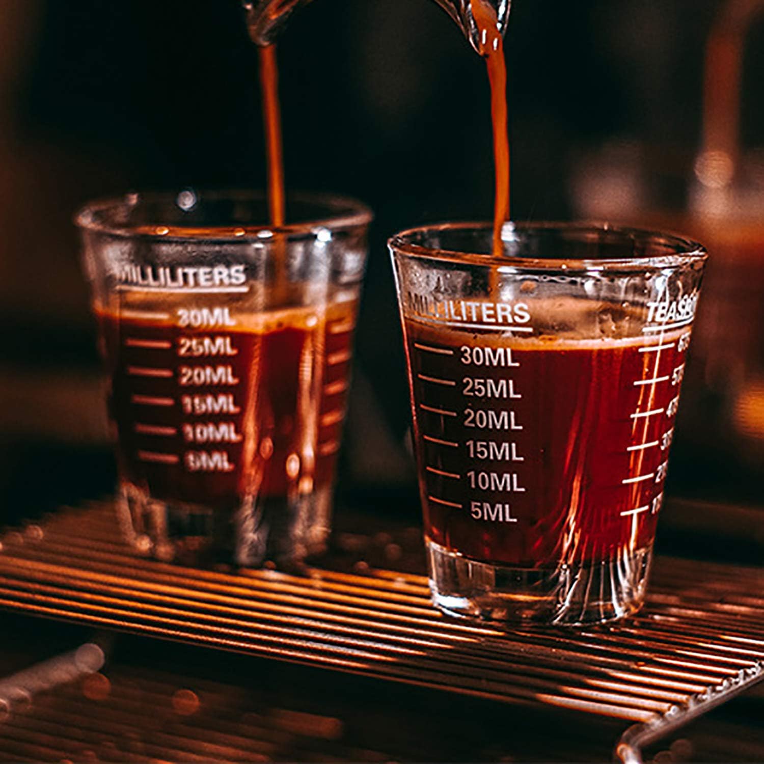 BCnmviku -Vasos corto, taza medidora, taza de espresso, Líquido, vidrio pesado, vaso de vino 2 juegos de 26, para medición gradual 1 onza, 6