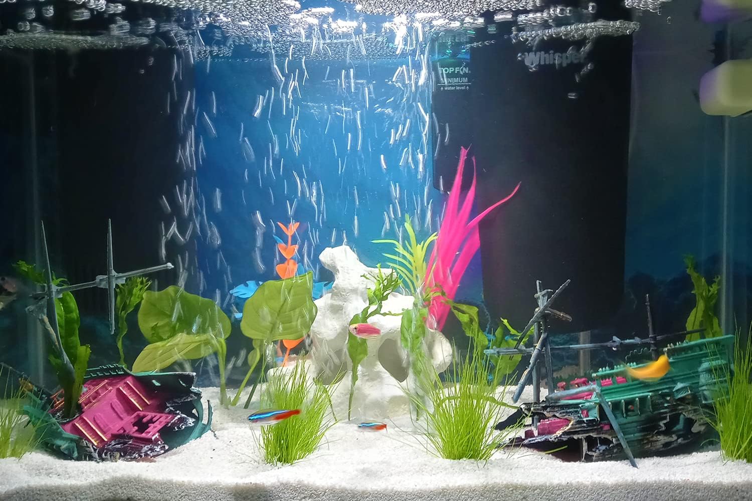 Decoraciones de naufragios para acuario, adorno de barco hundido de burbujas de aire, decoración de aireación de acción de aire para pecera