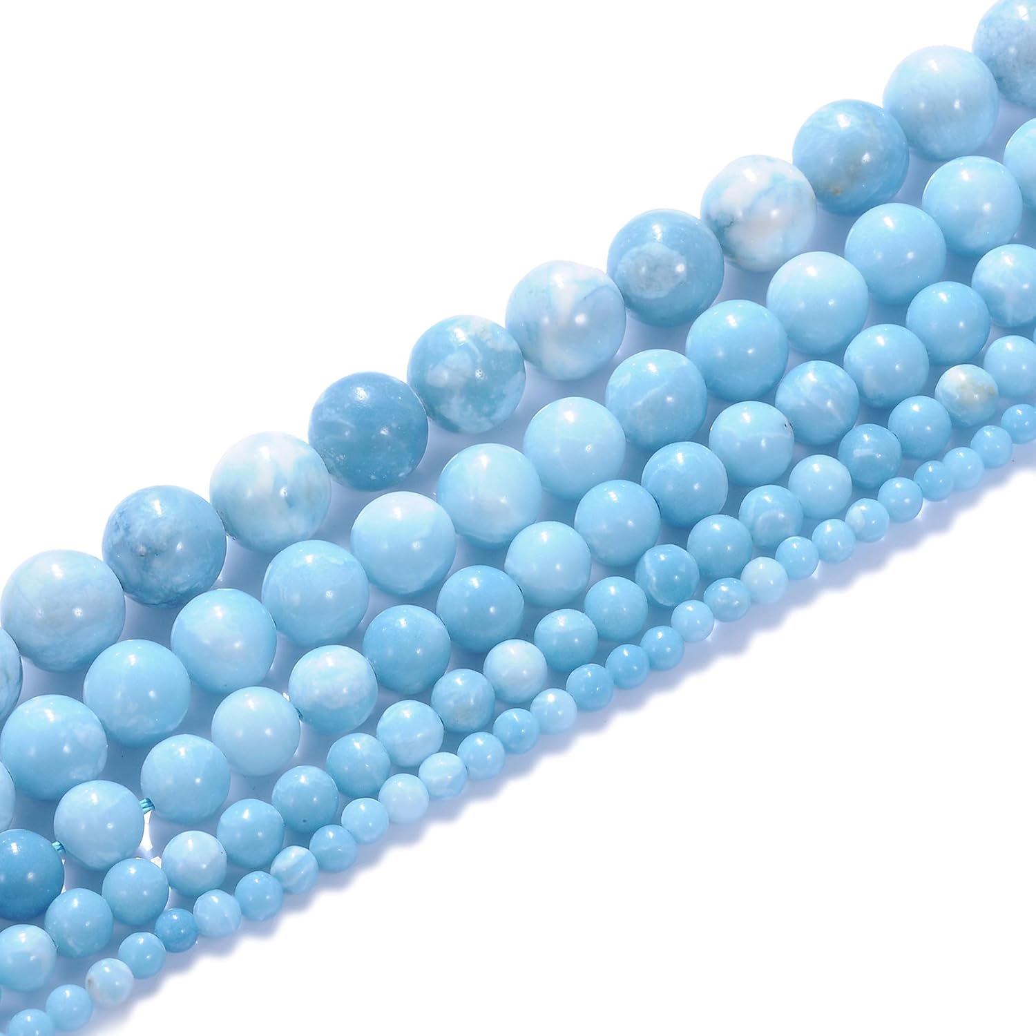Cuentas redondas sueltas de larimar natural de 0.394 pulgadas (0.394 in), pulsera de piedra de cristal, accesorios para collares, manualidades para