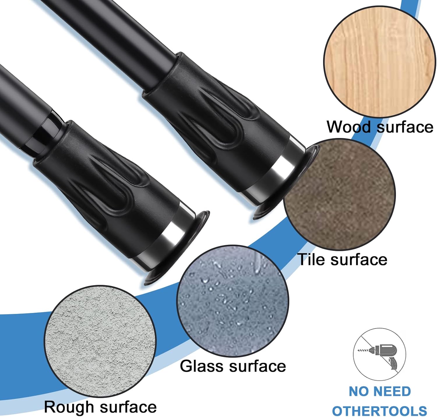 Barra de cortina de tensión, de 48 a 84 pulgadas, ajustable, resistente, color negro, para ventanas de baño, armario