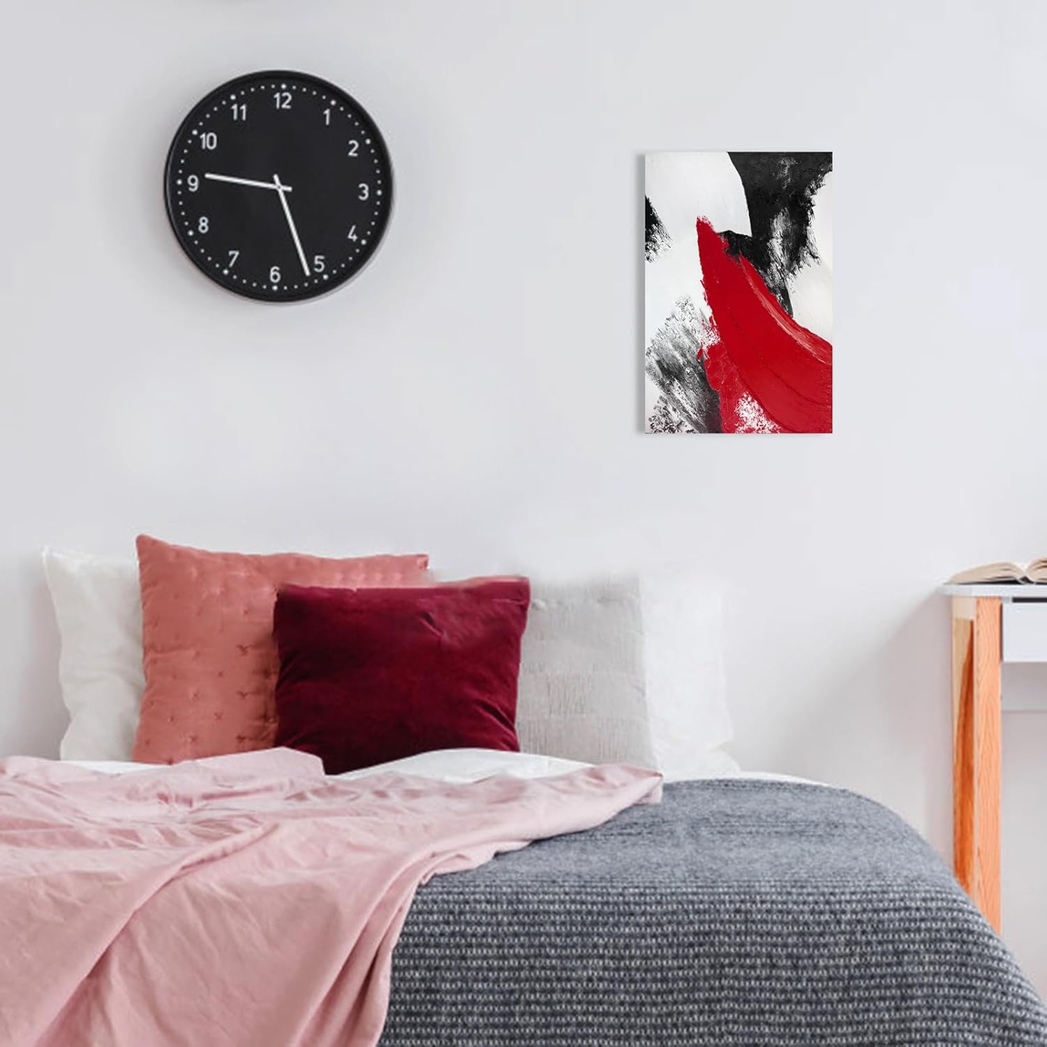 YPY Lienzo abstracto rojo para la pared moderno y minimalista en blanco y negro, póster impreso para sala de estar, dormitorio, baño, oficina,