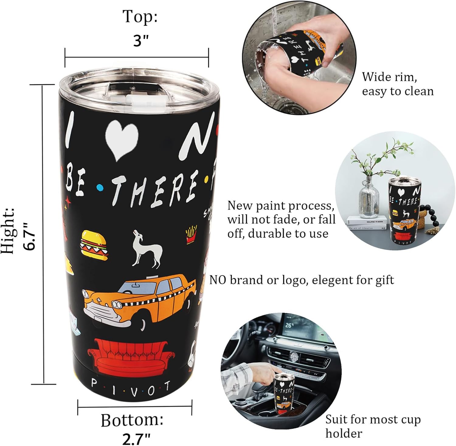 Vaso de 20 onzas con tapa, divertido programa de televisión, regalos divertidos para programas de televisión, taza de acero inoxidable aislada al