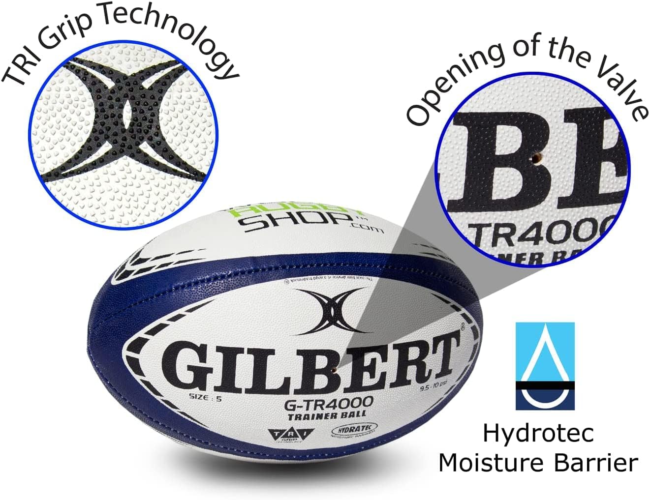 X Gilbert G-TR4000 – Pelota de rugby para adultos y jóvenes, tallas 3, 4 y 5, cosida a mano, construcción de 3 capas