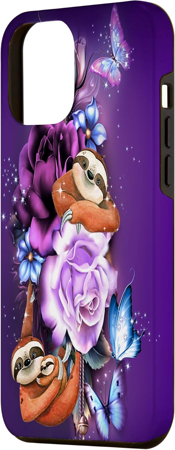 Funda para iPhone 14 Plus Animal Lover Case Sloth And Roses With Butterfly