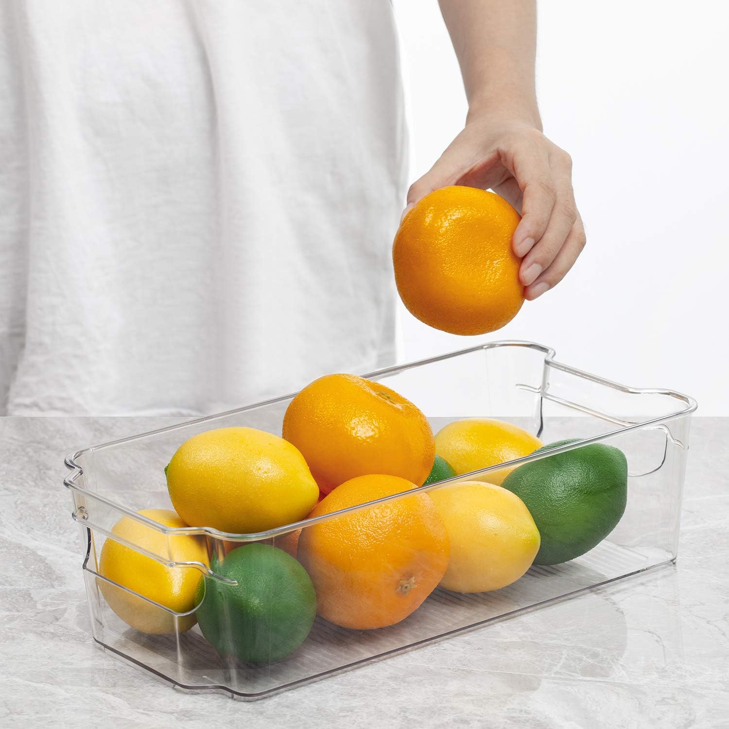 HOOJO Organizadores y almacenamiento de refrigerador 10 contenedores de plástico transparente para refrigerador, congelador, armario de cocina,