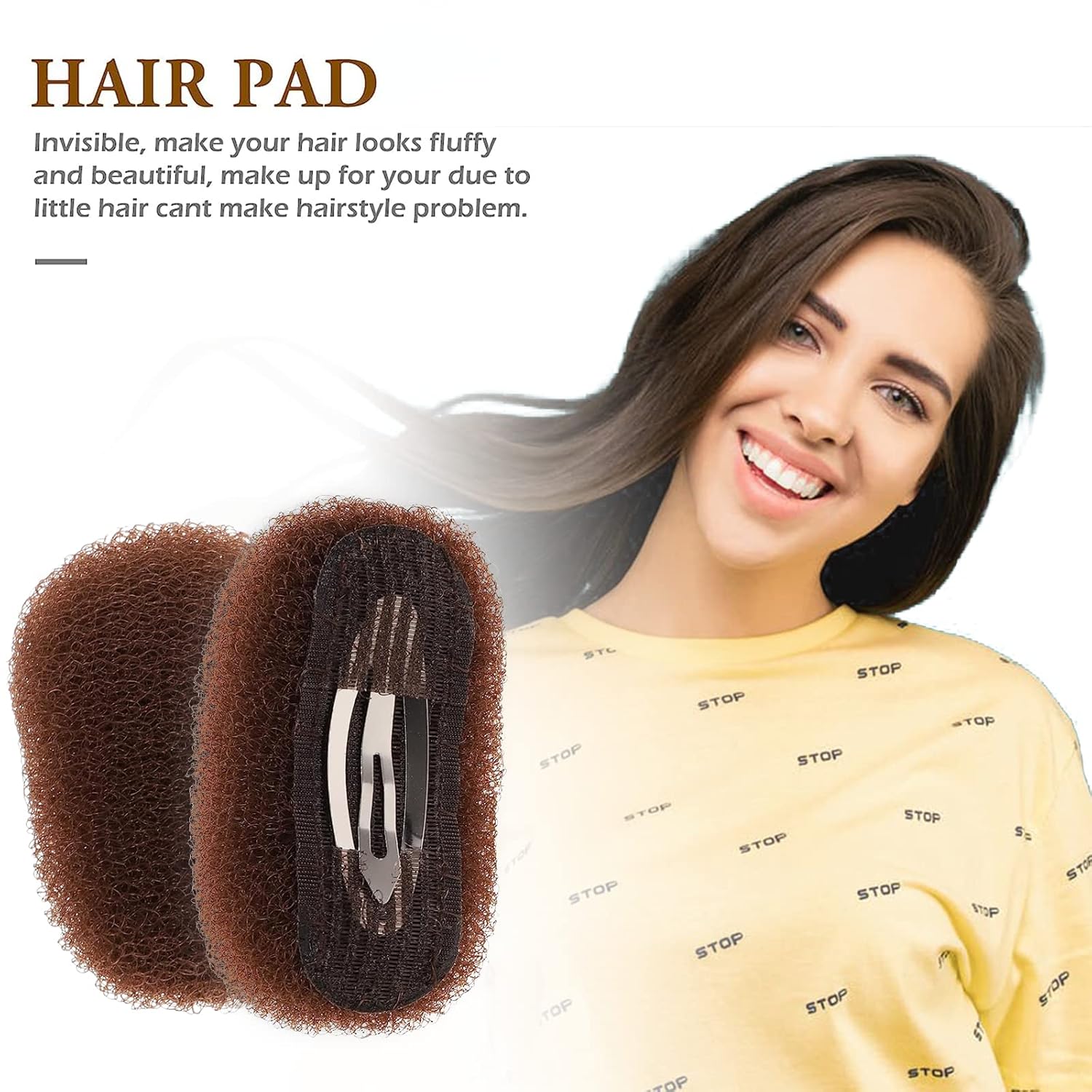 Juego de 2 peines voluminizadores para el cabello, peines Bump It Up, clips de peinado y herramientas de updo para mujeres y niñas (marrón)