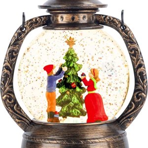 Linterna de globo de nieve de Navidad, decoración musical de globo de nieve con purpurina iluminada, temporizador de 6 horas, funciona con USB y Linterna de globo de nieve de Navidad, decoración musical de globo de nieve con purpurina iluminada, temporizador de 6 horas, funciona con USB y