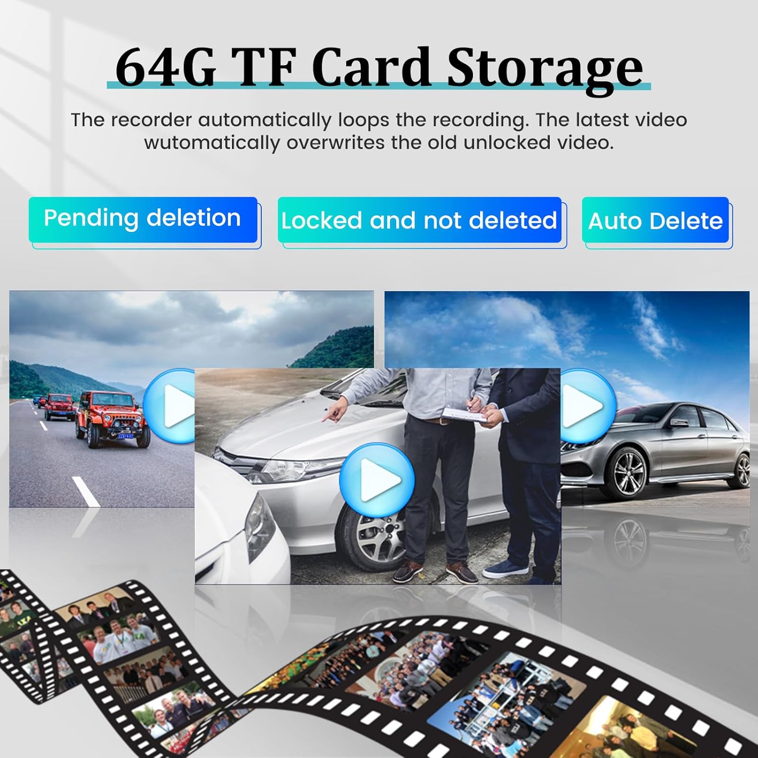 Cámara de espejo retrovisor de 4.5 pulgadas para automóvil con tarjeta TF de 64G, pantalla táctil IPS de 1080P, grabación de bucle, ángulo ancho de