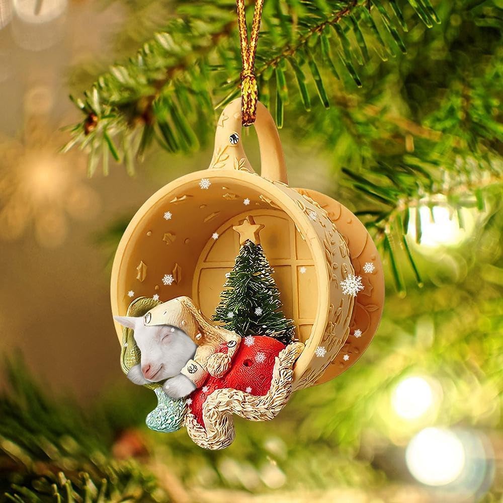 Adorno colgante de acrílico para árbol de Navidad, 8 piezas de colgantes de perro salchicha de Navidad no 3D de acrílico lindo perro salchicha con