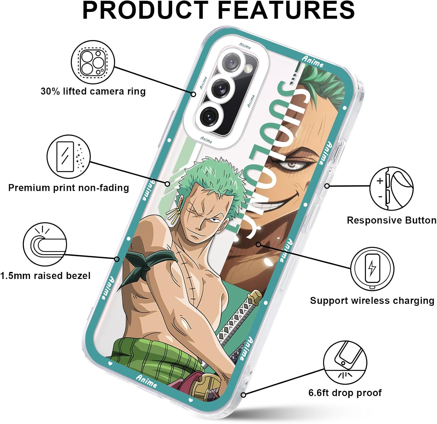 2 fundas transparentes de anime japonés para Samsung Galaxy A13 5G, transparentes de 6.5 pulgadas, estampado de cómics de manga genial, fundas de