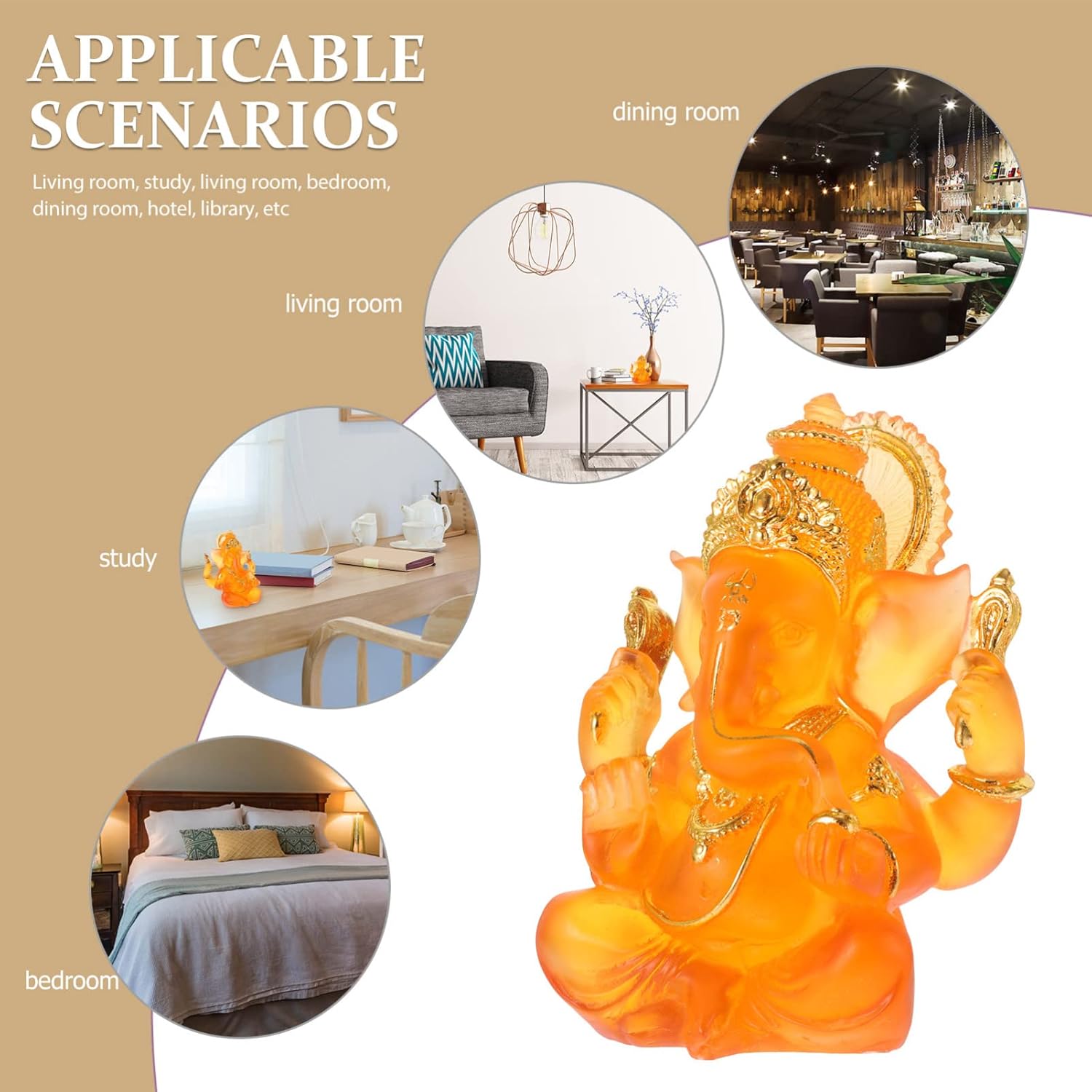 FOMIYES Decoración para el hogar, estatua de Ganesha, estatua de bendición hindú, Dios, Señor, Ganapati, ídolo, Feng Shui, elefante, escultura de