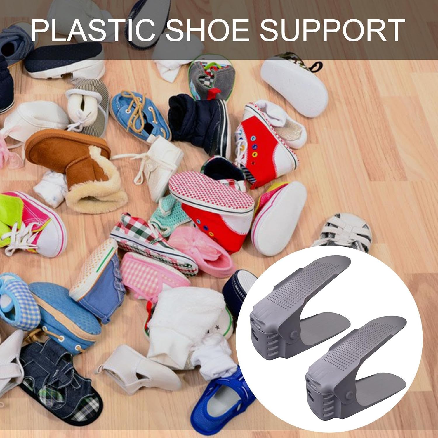 Organizador de ranuras para zapatos, apilador de zapatos ajustable, 4 piezas de ahorro de espacio para zapatos, soporte para zapatos de doble