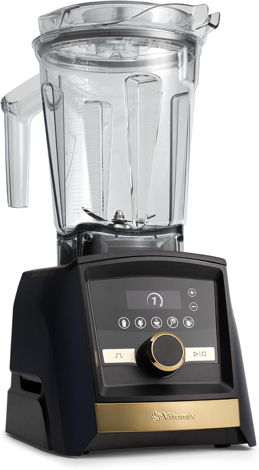 Vitamix A3500 Ascent Series Gold Label Smart Blender, grado profesional, contenedor de bajo perfil, 64 onzas, azul marino mate con detalles dorados