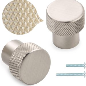 ASKANO AK1301 – Paquete de 20 pomos de gabinete de cocina moleteados, níquel cepillado, manija redonda, herrajes sólidos para cajón, aparador, baño, ASKANO AK1301 – Paquete de 20 pomos de gabinete de cocina moleteados, níquel cepillado, manija redonda, herrajes sólidos para cajón, aparador, baño,