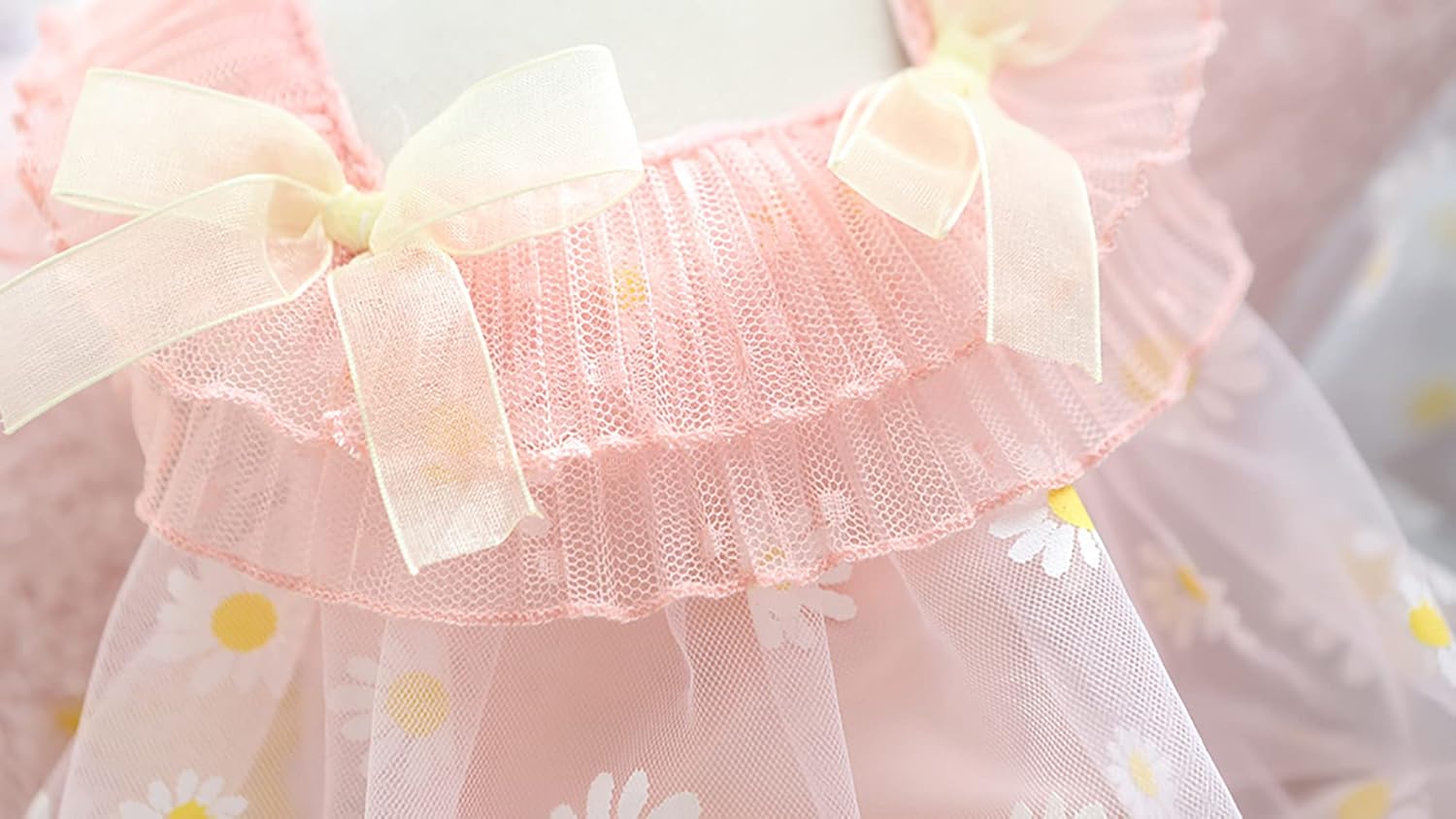 MaruPet Elegante vestido de princesa brillante de margarita con punto de lazo para perro pequeño, extra pequeño, pug, chihuahua, shih tzu, Yorkshire