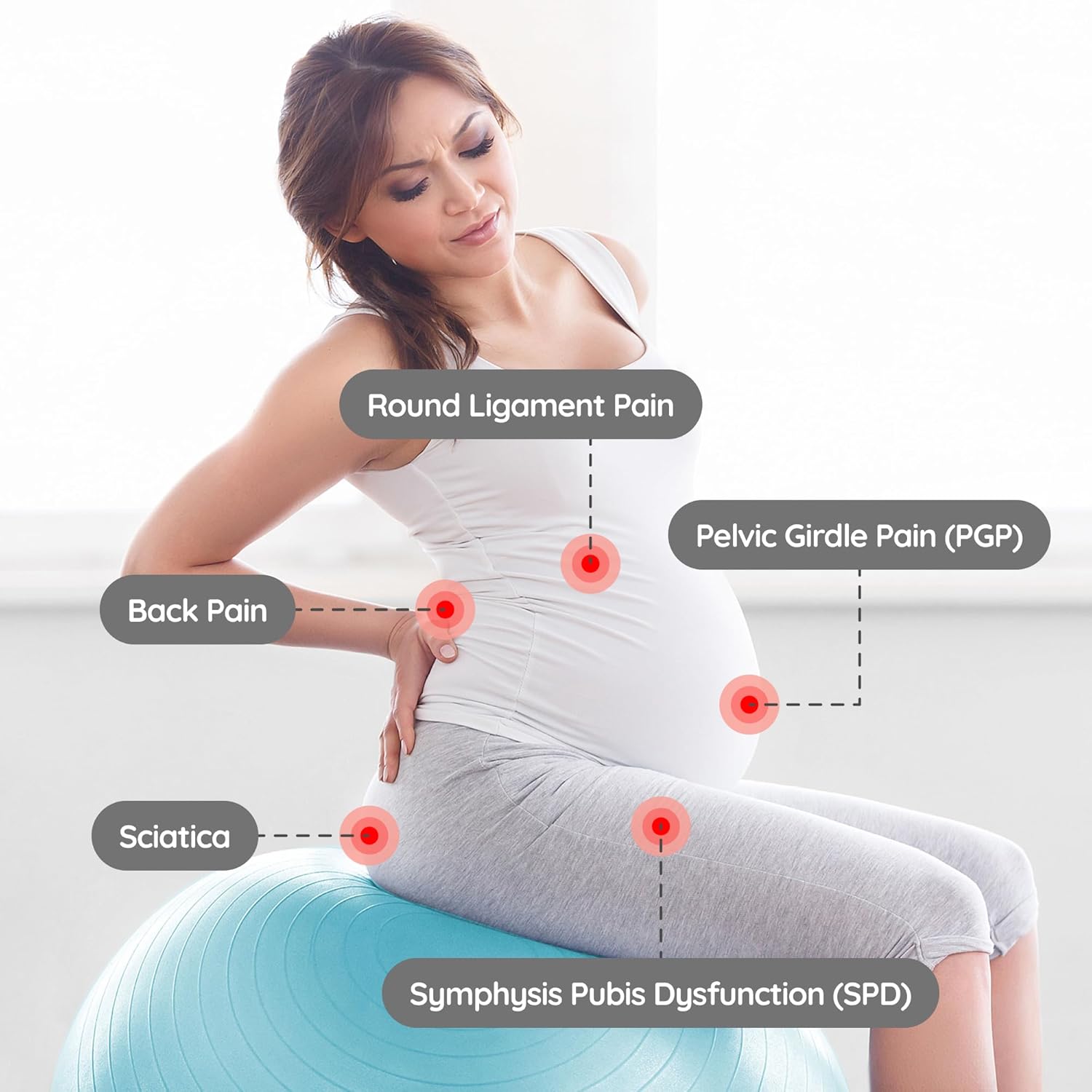 BABYGO Bola de parto  Juego de pelota y libro de yoga y ejercicio para embarazo, objetivo trimestre, fisio de maternidad, plan de nacimiento y