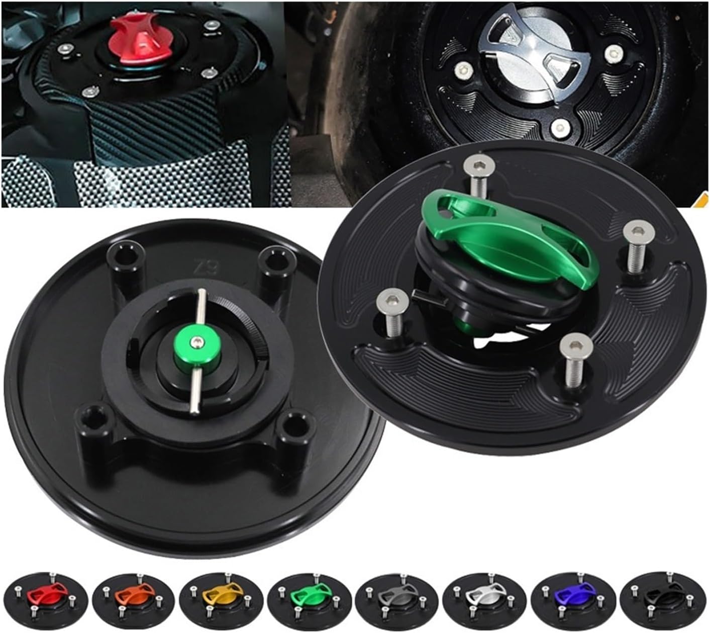 Motorcycle Gas Caps For K&awasaki Z400 2019-2022 Z650 Z900 2017-2022 Motorcycle Fuel Gas Tank Cap Cover Fast Lock