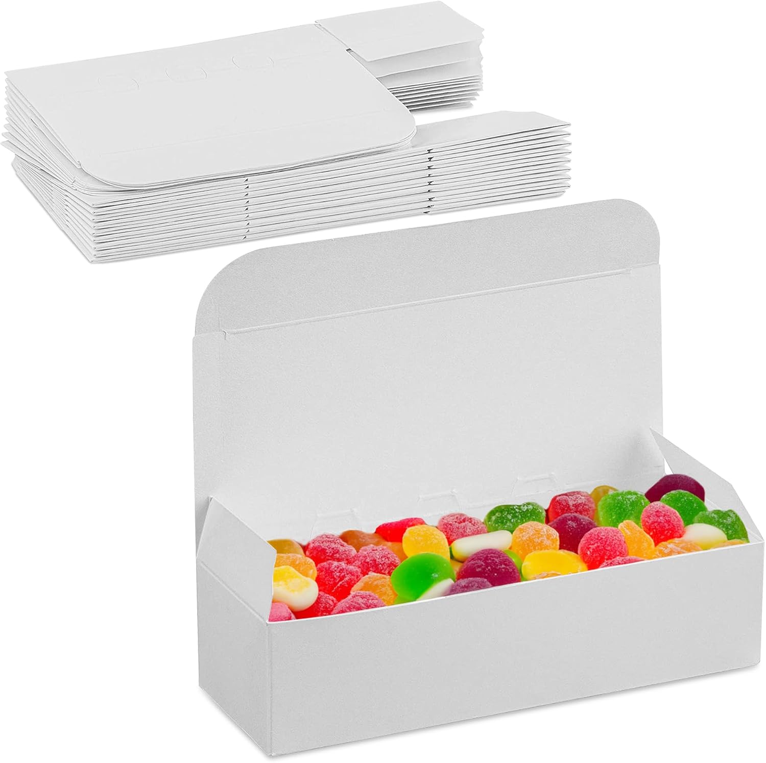 MT Products Caja de regalo de dulces y chocolate, 20 piezas, caja de dulce de azúcar blanca extra pequeña, tamaño de 5 x 2 14 x 1 14