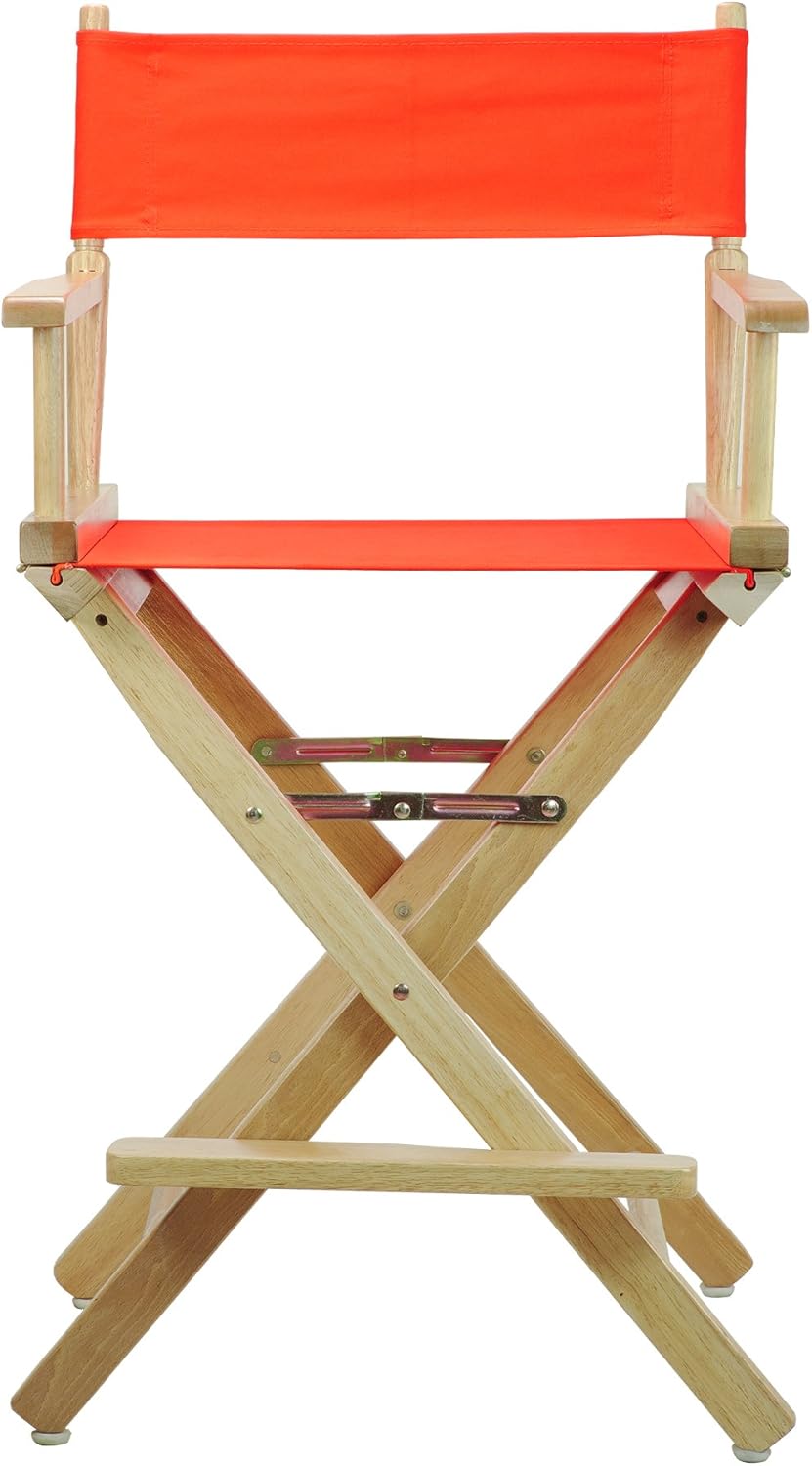 Casual Home – Silla de director de 24.0in, marco natural con lienzo naranja, altura de mostrador