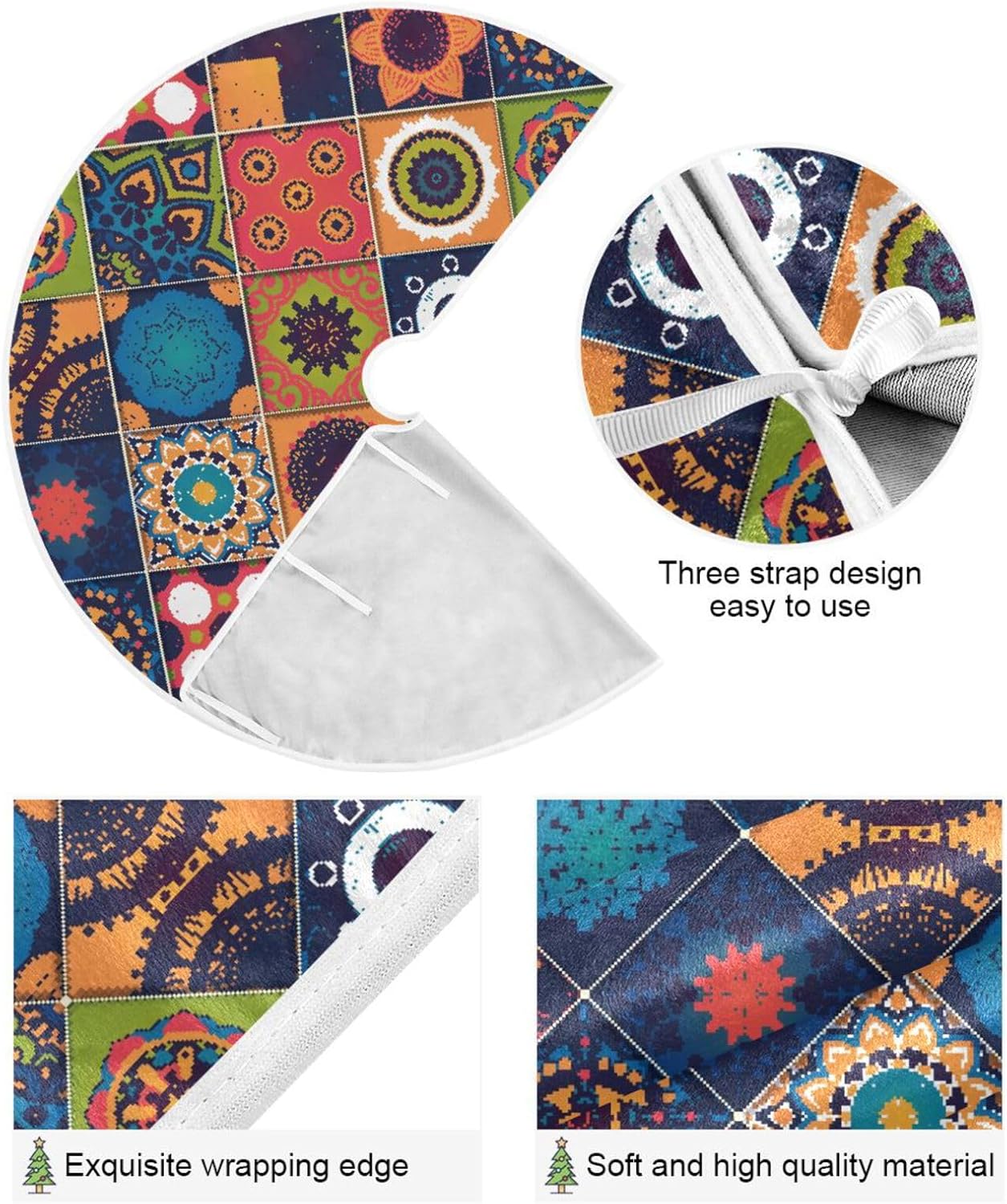 Decorative Elements Oriental Christmas Treeskirt, Chrismast Trees Decorations, Tree Skirt Washable, Tree Skirt for 3ft Tree