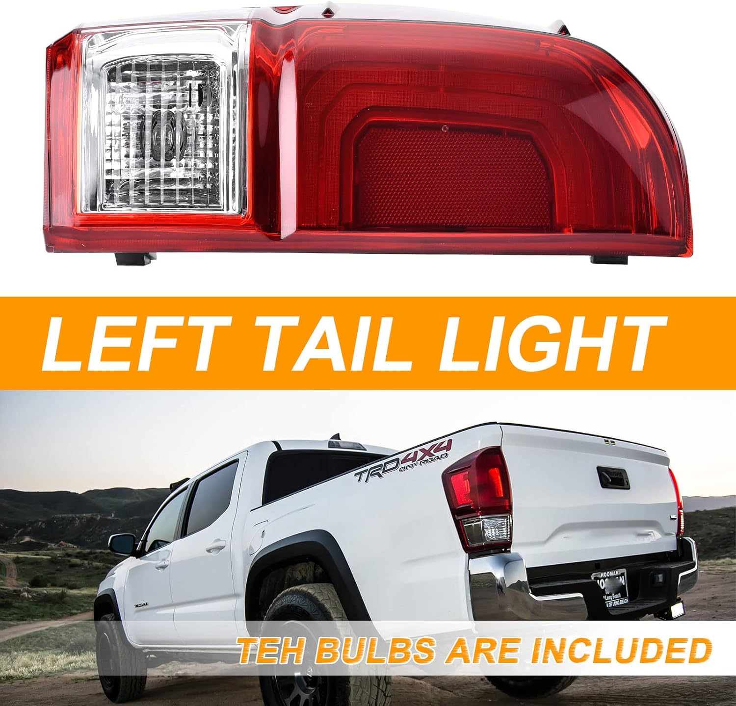 Nakuuly Lámpara trasera de luz trasera compatible con Toyota Tacoma 2016-2022 Conjunto de señal de freno de la luz trasera del lado del conductor