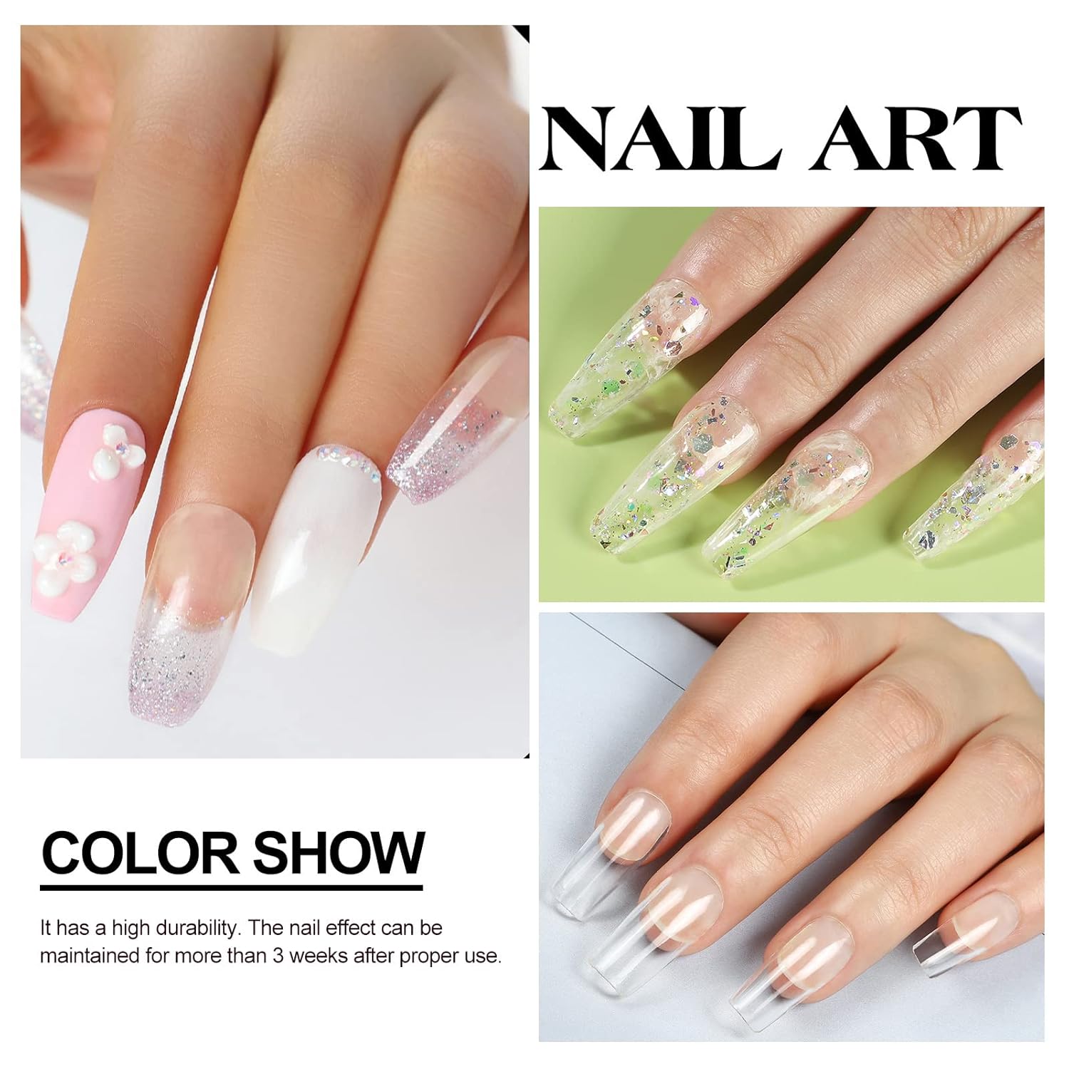 COSCELIA Kit de gel de uñas Builder  3 x 0.2 fl oz gel de extensión de uñas transparente para reparación de uñas y fortalecimiento de gel duro UV