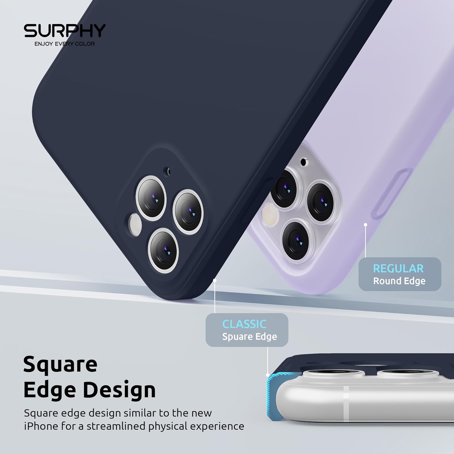SURPHY Funda de silicona cuadrada compatible con iPhone 11 Pro de 5.8 pulgadas, bordes cuadrados de silicona líquida (protección individual para