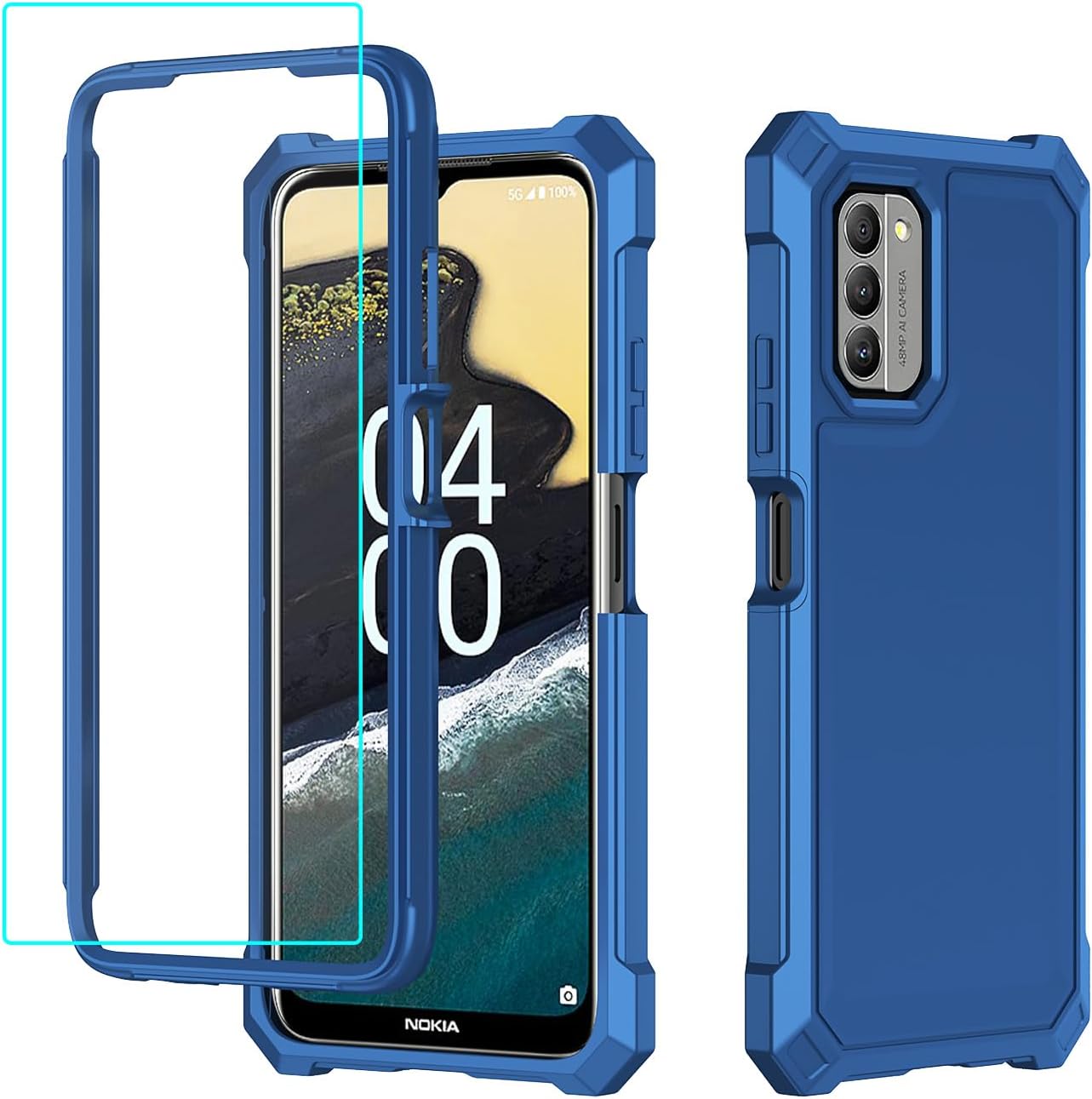 Funda para Nokia C300Nokia G100 con protector de pantalla, funda para teléfono Nokia C300 frente y trasera, protección de cuerpo completo, funda de
