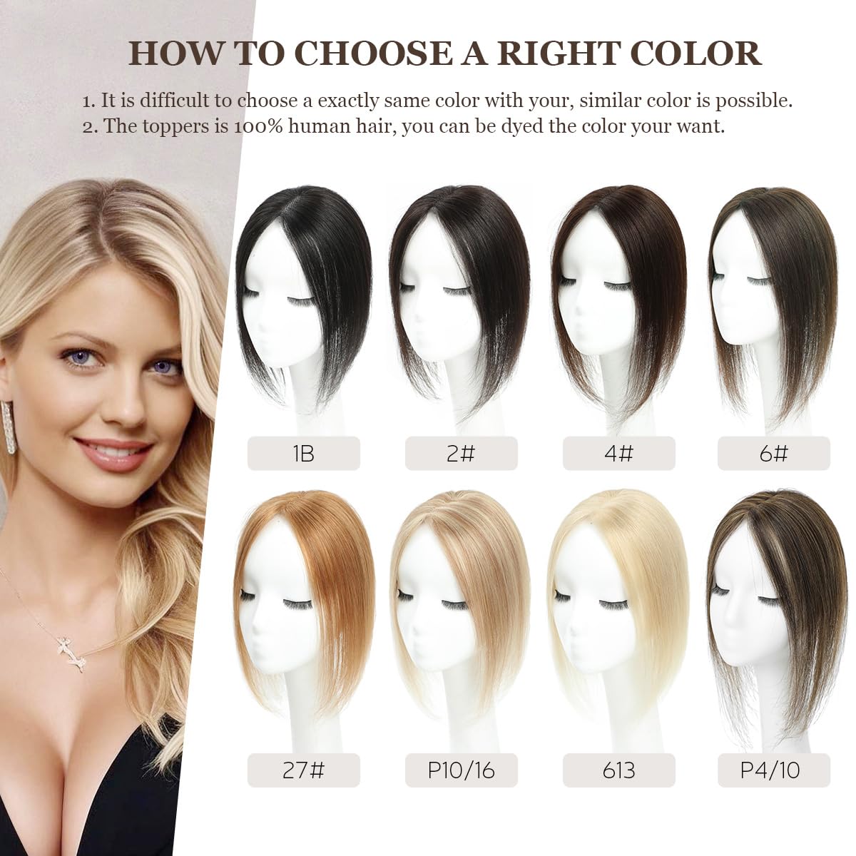 Toppers de cabello humano real para mujer, sin flequillo, extensiones de cabello superior para pelucas de adelgazamiento, base de encaje mejorada,
