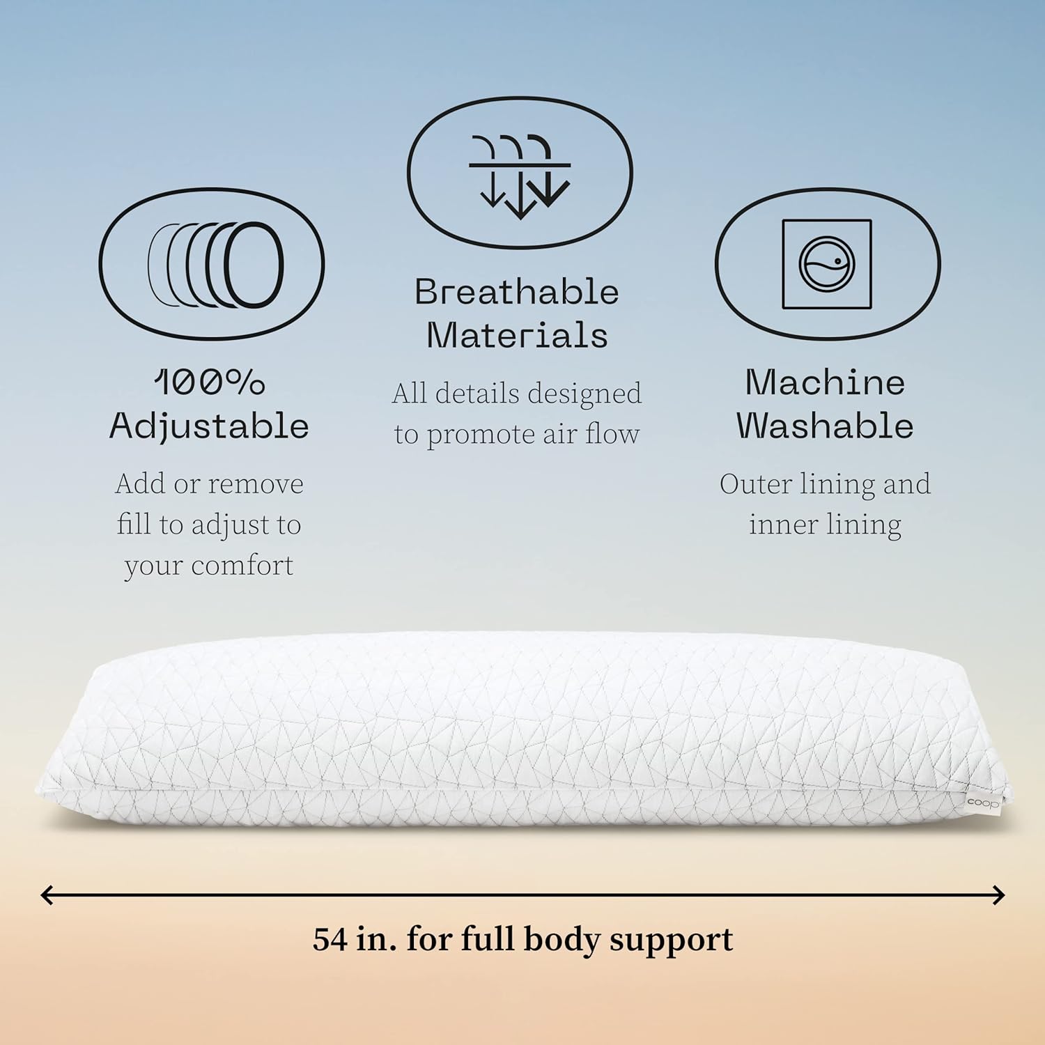 Coop Eden King & Body Pillow Bundle, el juego incluye (1) almohada Eden King y (1) almohada corporal