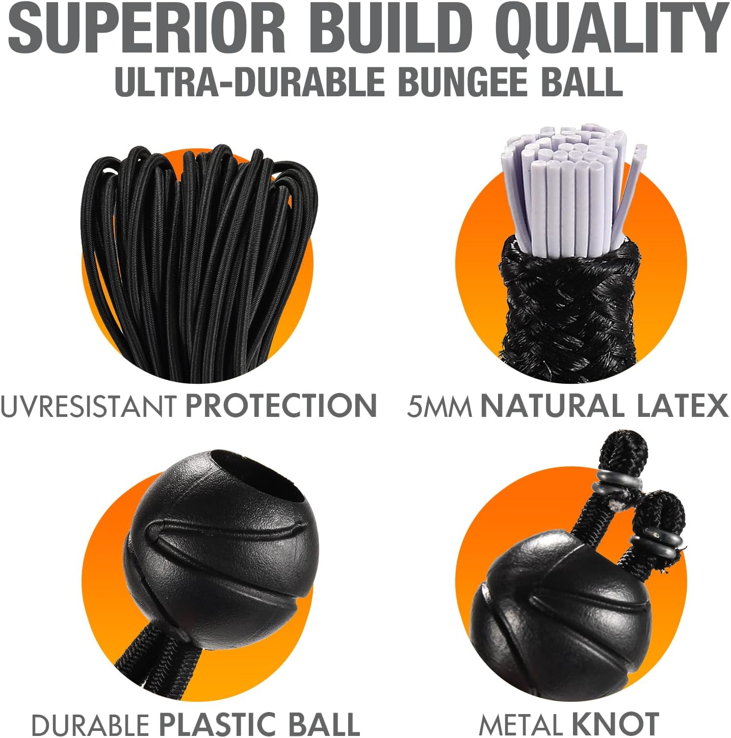 Paquete de 50 cuerdas elásticas de lona con bolas, cuerdas elásticas resistentes a los rayos UV, para interiores y exteriores, campamento, tiendas