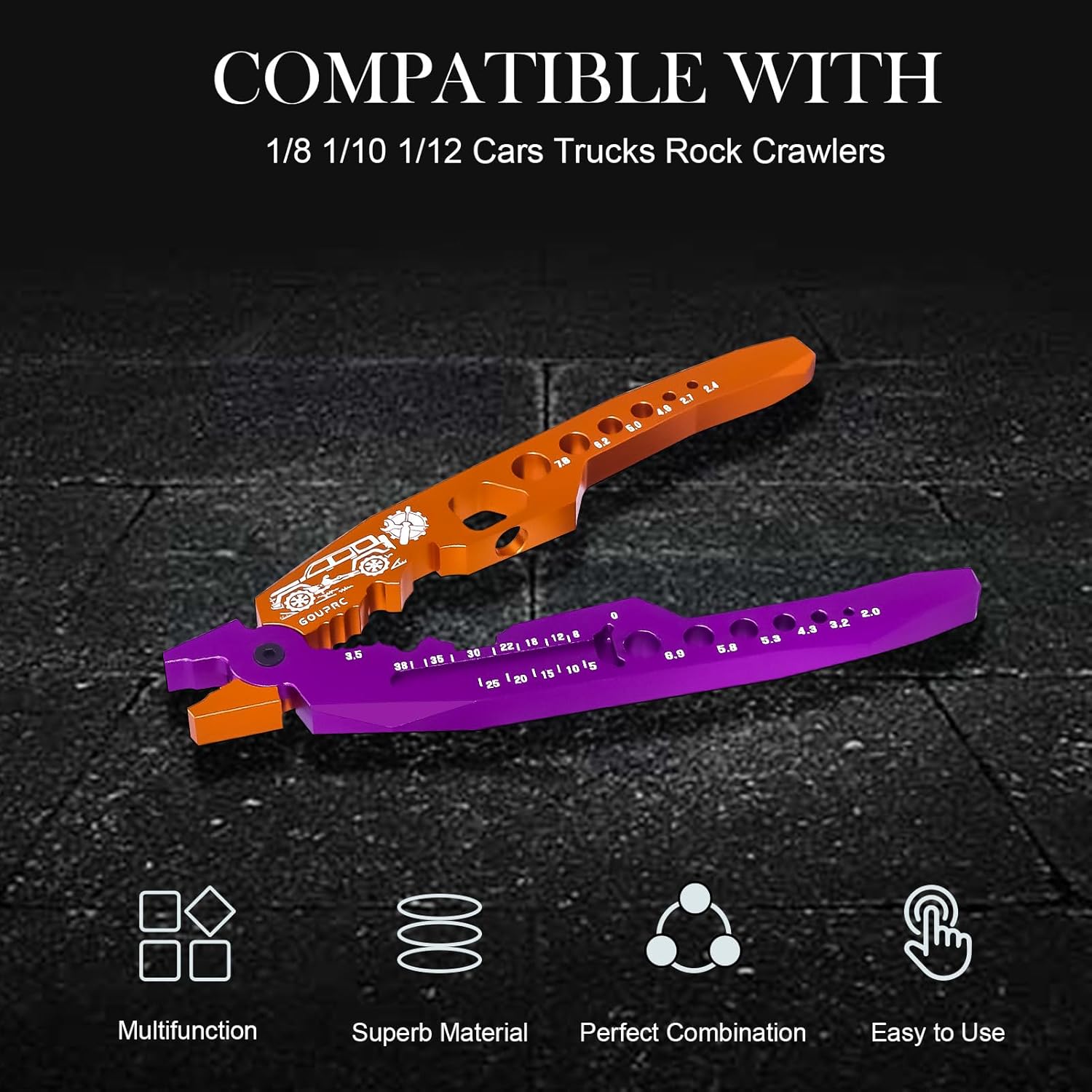 GOUPRC – Alicates de choque a control remoto, herramientas de abrazadera multifunción con destornilladores y enchufes para 18 110 RC Car Truck Off