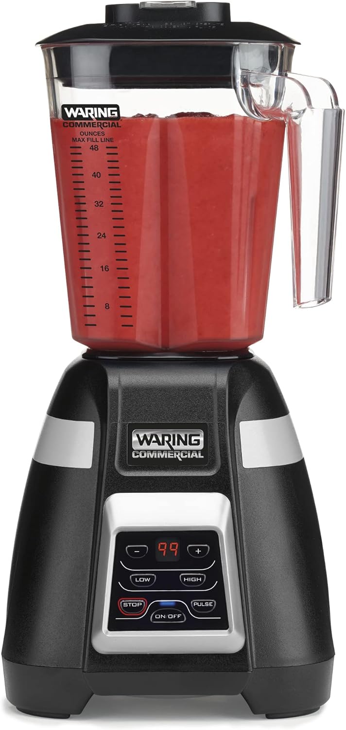Waring Licuadora comercial BB340 Blade 1 HP, teclado de 2 velocidades con pulso y temporizador de cuenta regresiva de 99 segundos, contenedor de