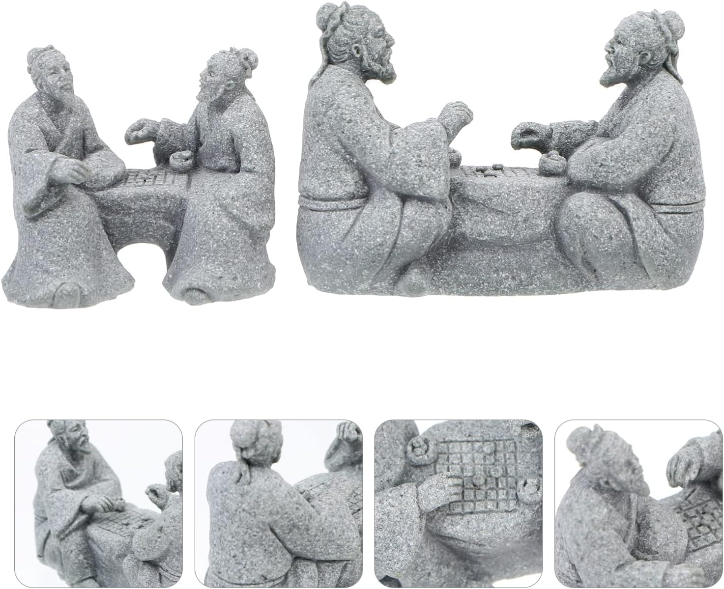 Operitacx Decoraciones de pecera, figuras de jardín, decoración al aire libre, piedra arenisca zen, estatua china de anciano, figura de maceta para