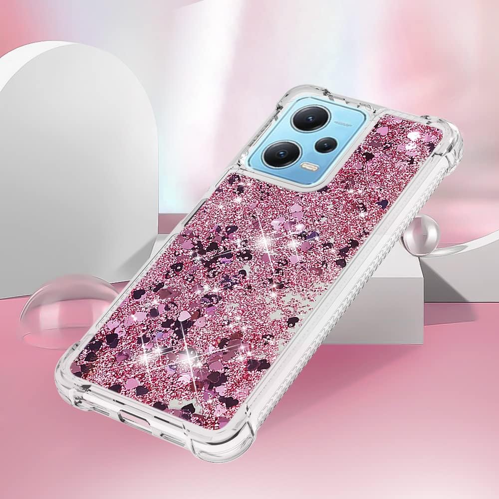 LSWT – Funda delgada para Redmi Note 12 4G, con efecto de arena movediza líquida con purpurina y lente de cámara y protección de pantalla para Redmi