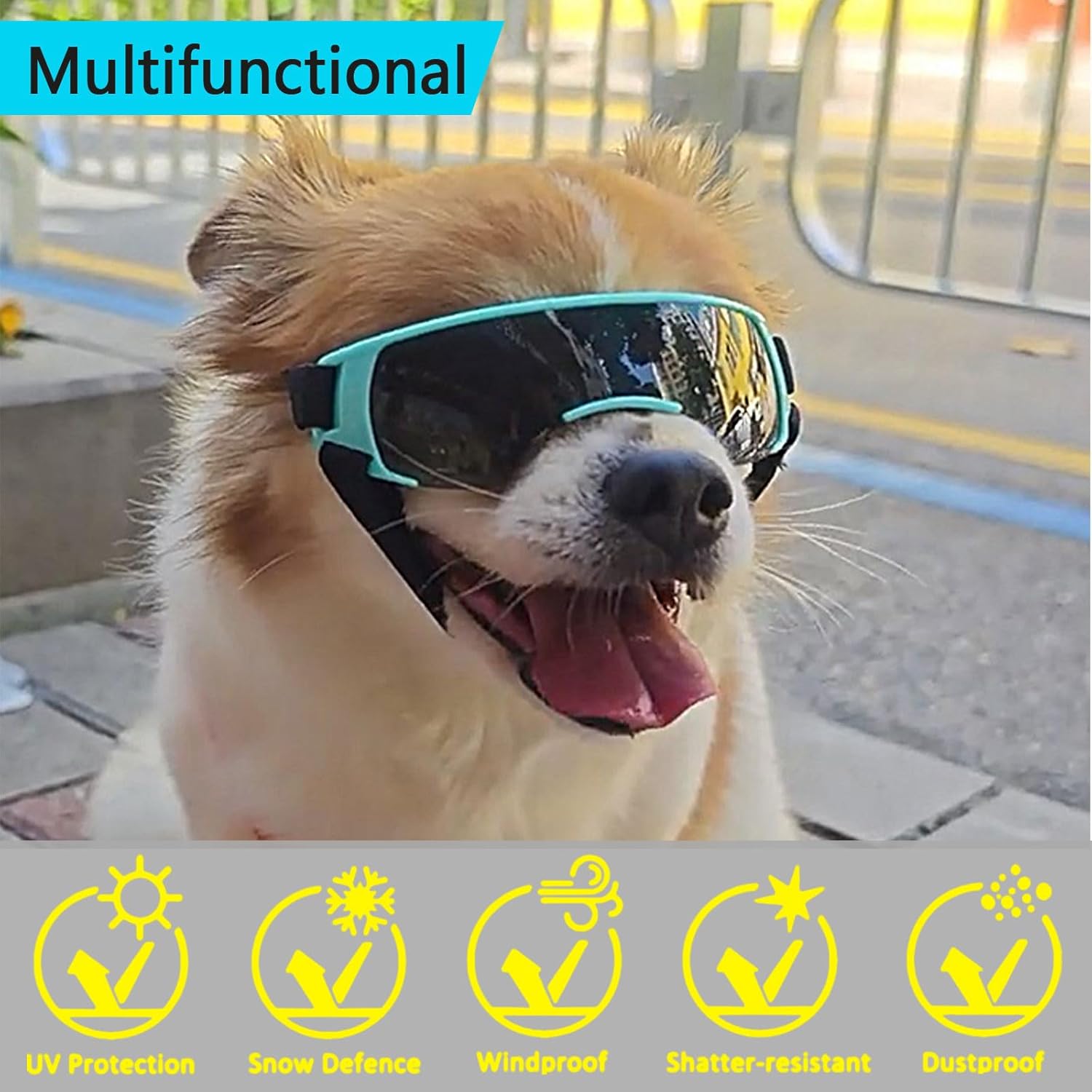 Gafas de sol para perros pequeños, lentes de sol para perros de raza pequeña, protección UV, protección contra el viento, protección contra el polvo