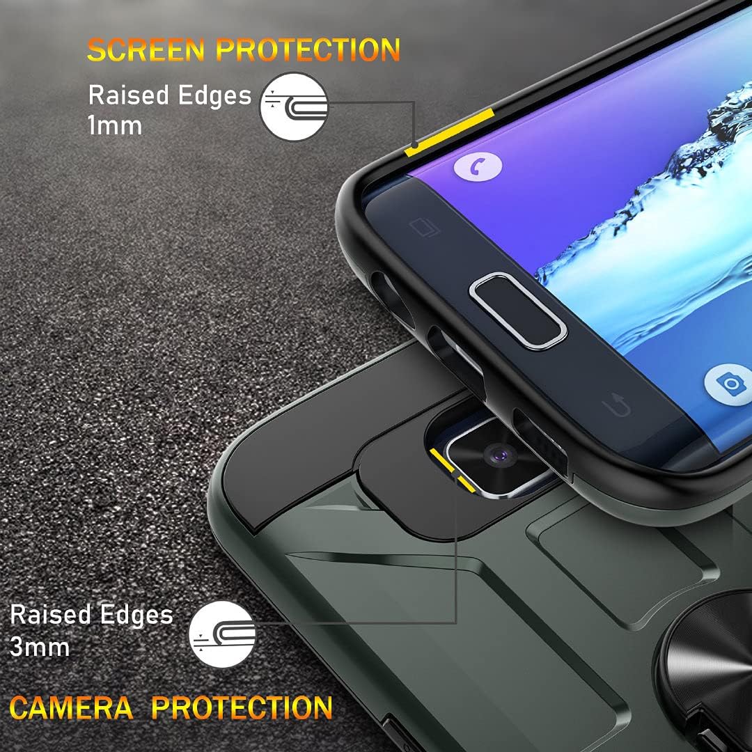 Jeylly Funda para Galaxy S6 Edge Plus, 3 colores, delgada, híbrida, resistente al impacto, TPU suave y policarbonato duro, a prueba de golpes,