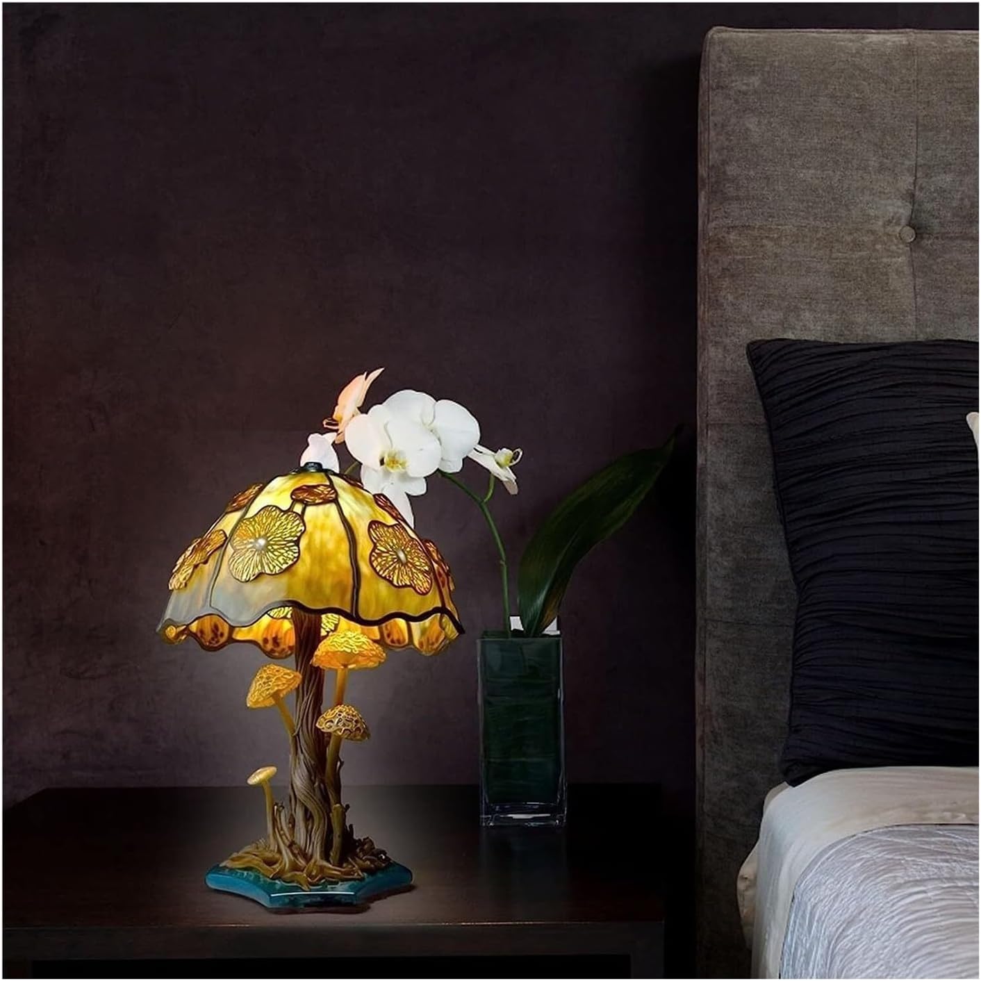 Decoración de hongos de resina, luz nocturna, lámpara de hongos, lámpara de flores, luz de hongos, decoración de setas, lámpara de noche para
