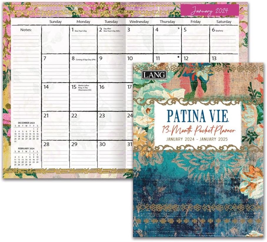LANG Patina Vie – Agenda mensual de bolsillo 2024 (24991003190)