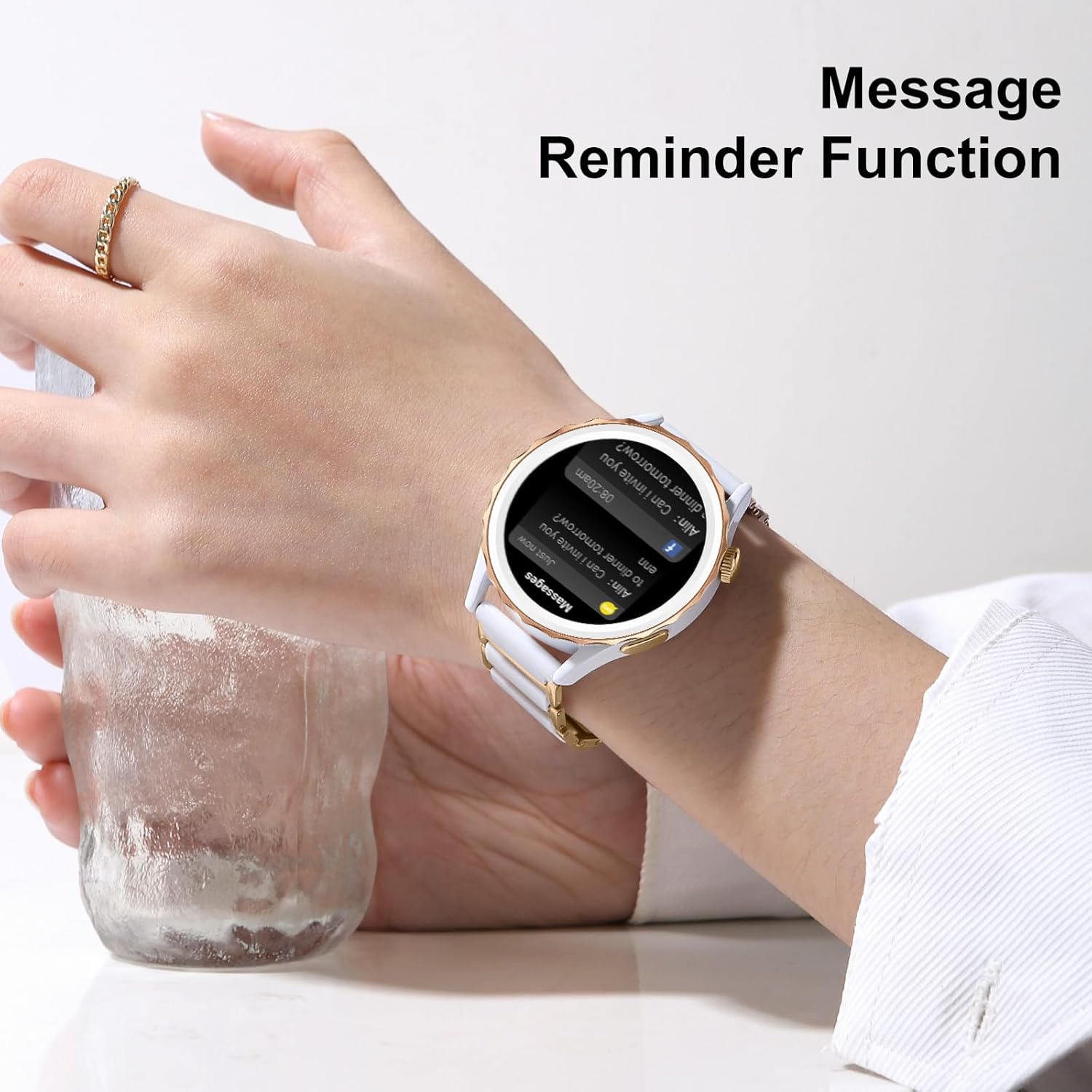 Relojes inteligentes para mujer (respuestahacer llamadas), relojes Fulltouch con monitor de presión arterialsueñofrecuencia cardíaca, 100 modos